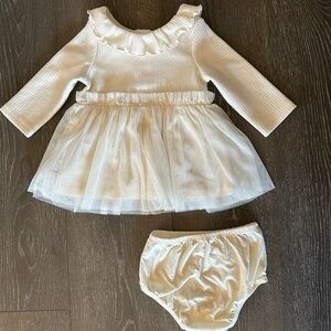 Cloud Island Baby Girl Cream Dress with Diaper Cover Set